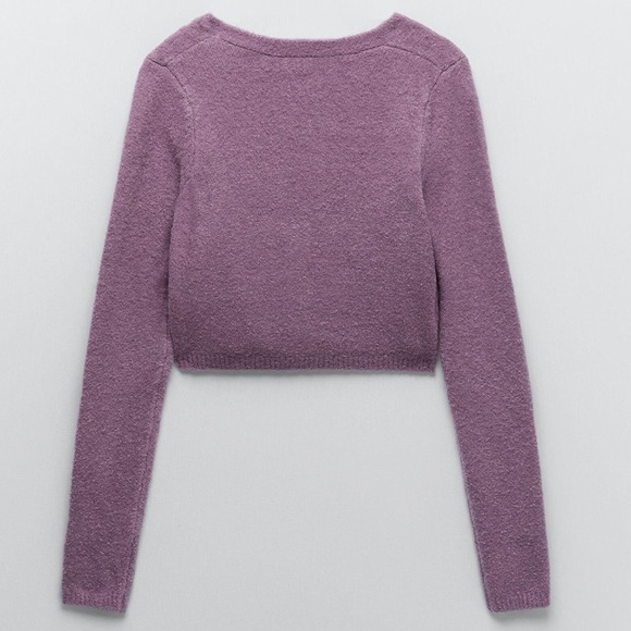 NWOT Purple cropped knit sweater by Zara - Picture 2 of 7